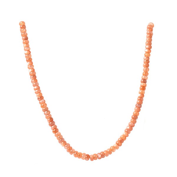 Moonstone, strand, orange, rondelle bead, smooth, Ø 6 mm