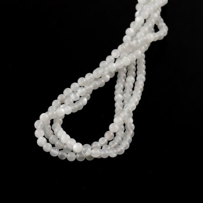 Moonstone, strand, white, beads, smooth, Ø 4 mm