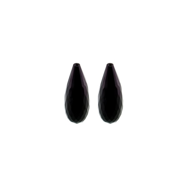 Onyx, black, teardrop, faceted, 15 x 6 mm