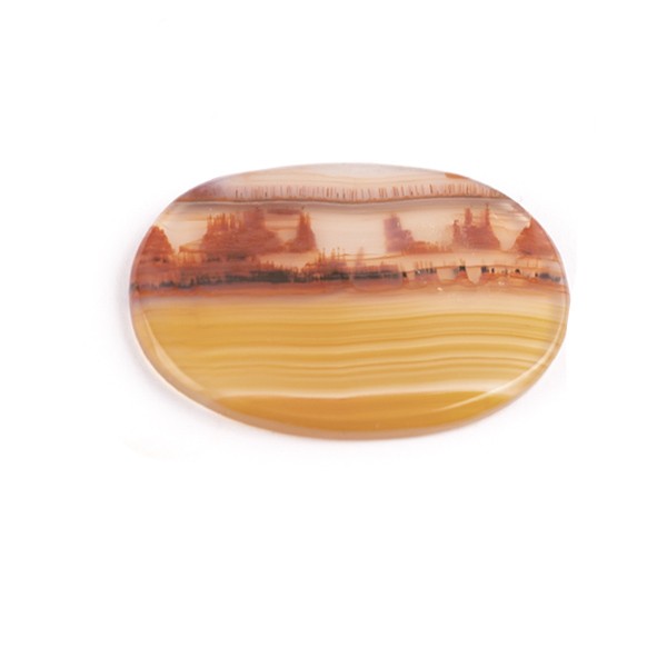 Landschafts-Achat, gefärbt, orange-rot, oval, 28,5 x 20 mm