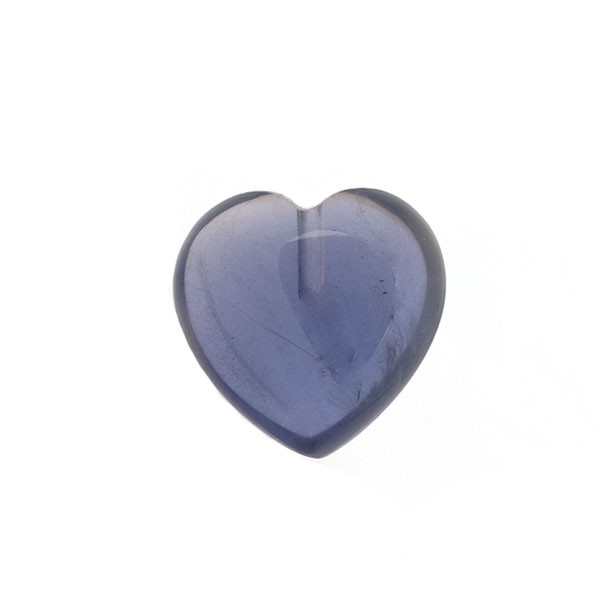 Iolite, blue, smooth, lense, heart shape, 10x10 mm