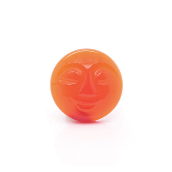 Carnelian, dyed, orange, moon face, round, 18mm