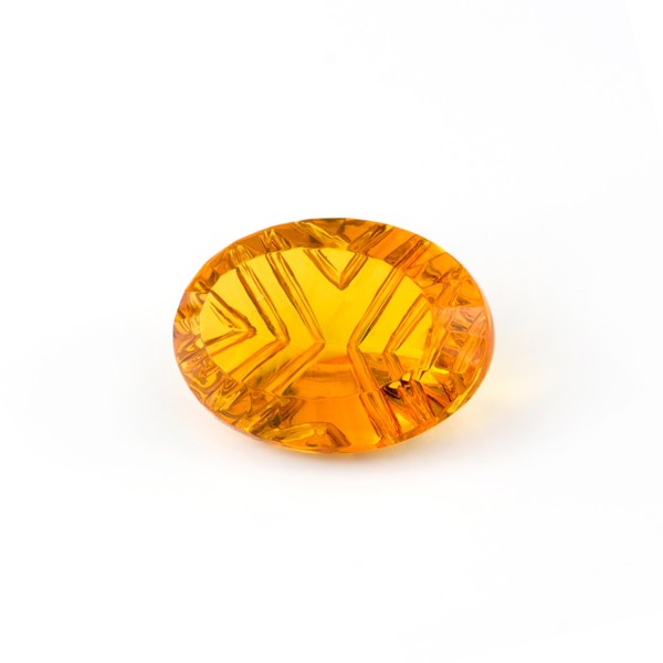 Natural amber, golden, buff top, fancy faceted, grooved, oval, 20 x 15 mm