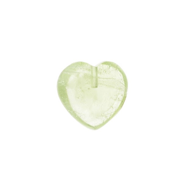 Peridot, green, smooth, lense, heart shape, 6x6 mm