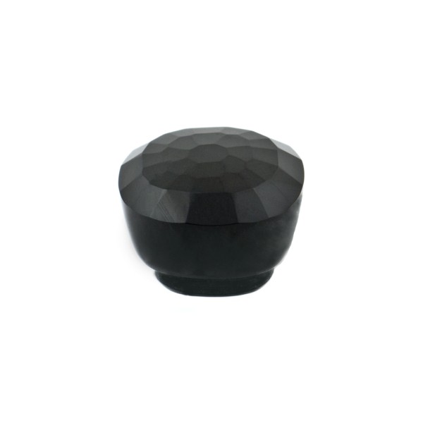 Onyx, black, button, faceted, antique shape, 11 x 11 mm