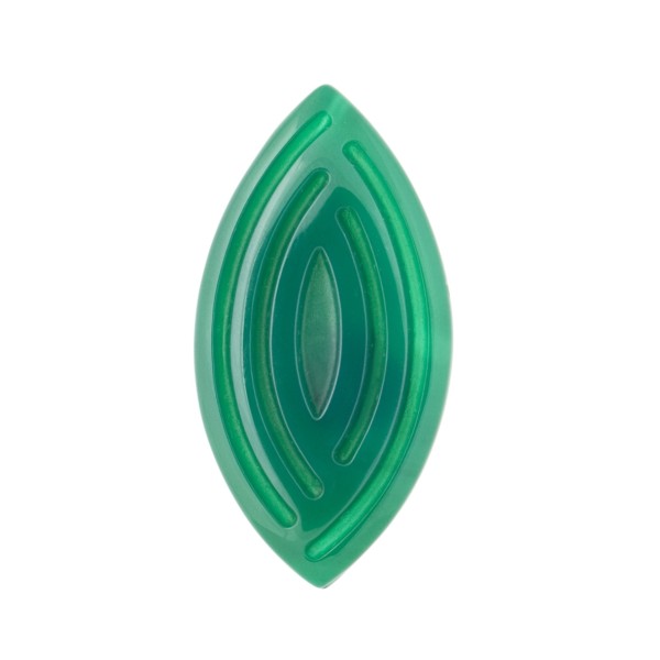 Agate, green, engraved, ornament, navette, 40x20 mm