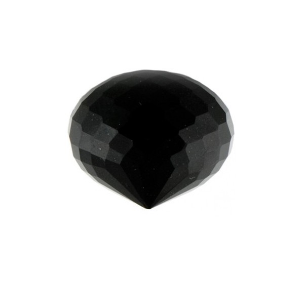 Onyx, black, faceted teardrop, onion shape, 19 x 15 mm