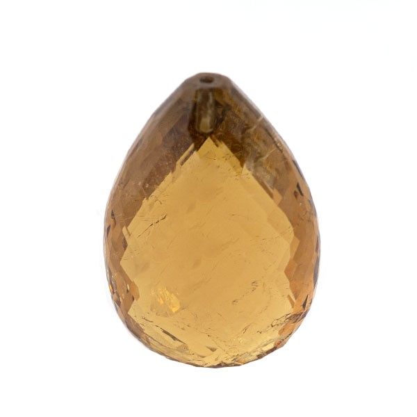 Tourmaline, yellow, briolette, faceted, pear shape, 25x17 mm