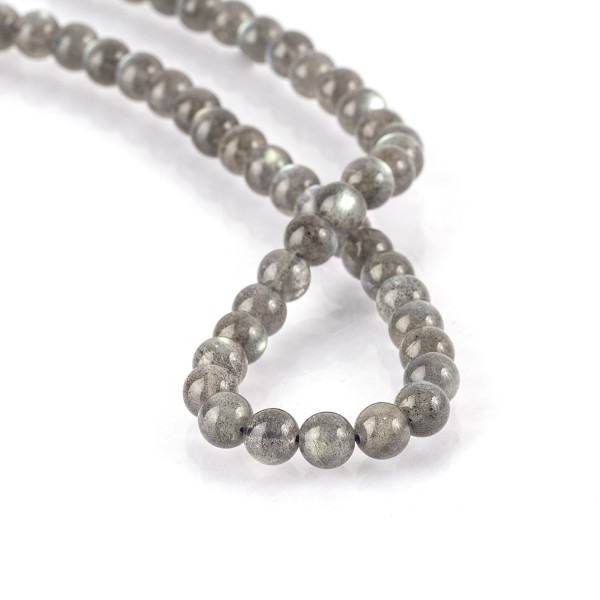 Labradorite, strand, grey, bead, smooth, Ø 7.5 mm