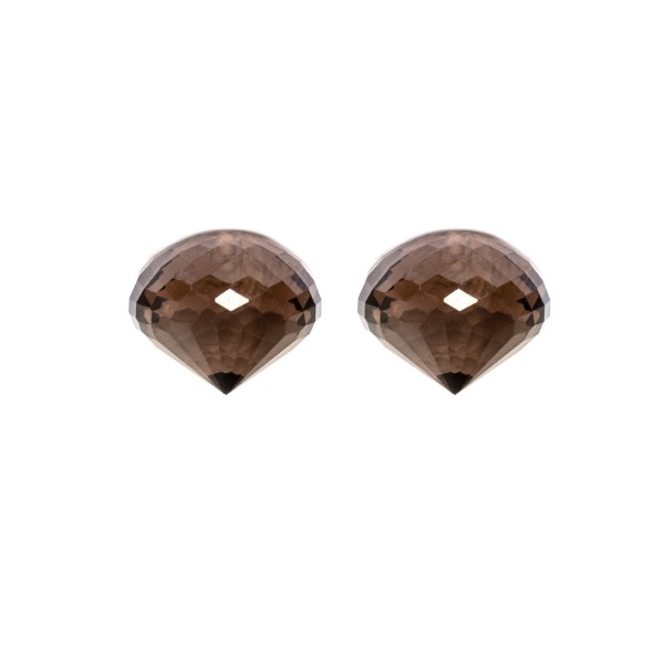 Smoky quartz, dark brown, faceted teardrop, onion shape, 9x7mm