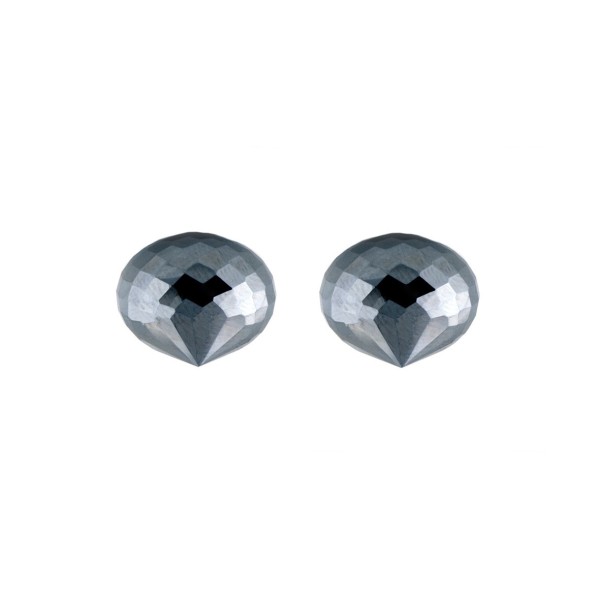 Hematite (bloodstone), grey, teardrop, faceted, onion shape, 13 x 11 mm