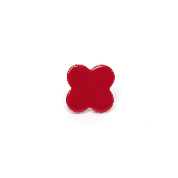 Coral, reconstructed, red, cloverleaf, flat, 12x12mm