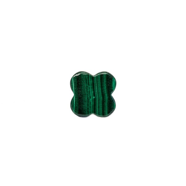 Malachite, green, cloverleaf, flat, 8x8mm