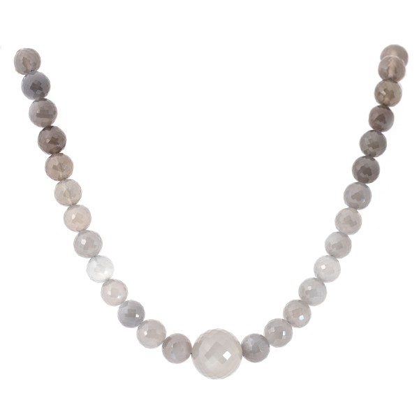 Moonstone, strand, grey, bead, faceted, Ø 9 mm