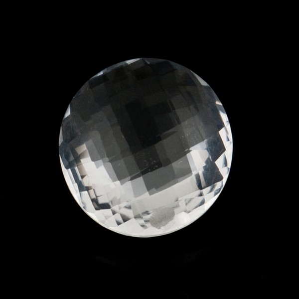 Rock crystal, transparent, colorless, faceted briolette, round, 14 mm