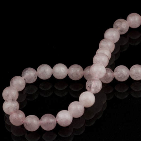 Morganite, strand, rose, beads, smooth, A quality, Ø 8 mm