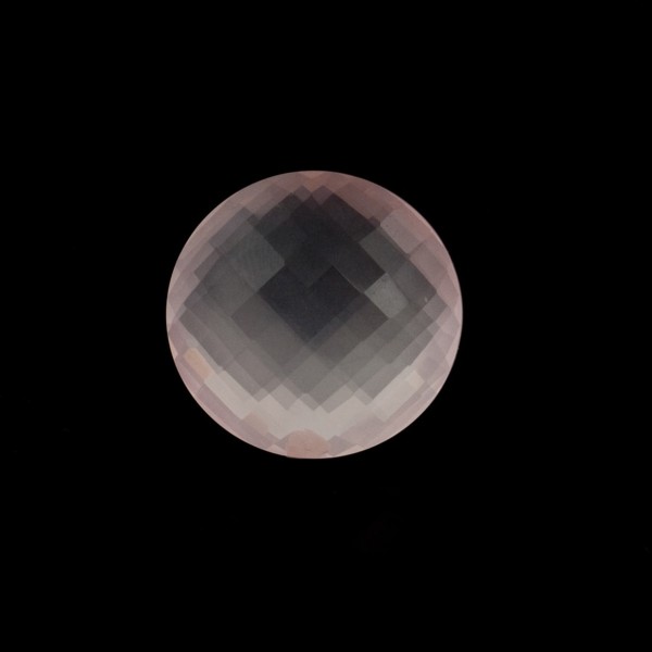 Rose quartz, pink, faceted briolette, round, 12 mm
