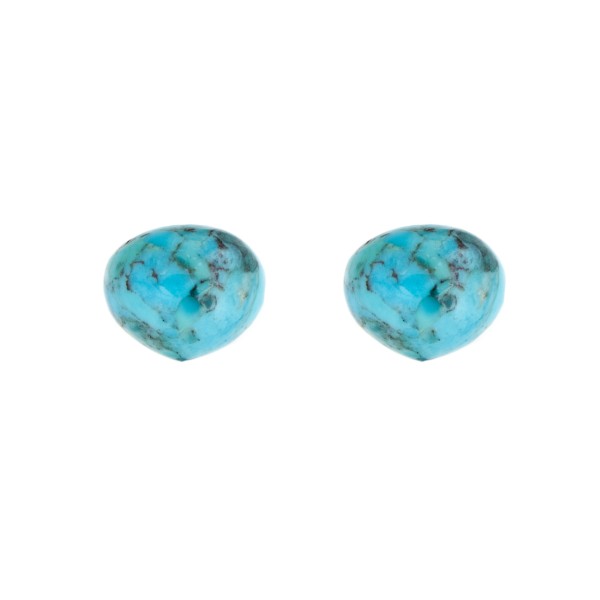 Turquoise (natural, with matrix), teardrop, smooth, onion shape, 13 x 11 mm