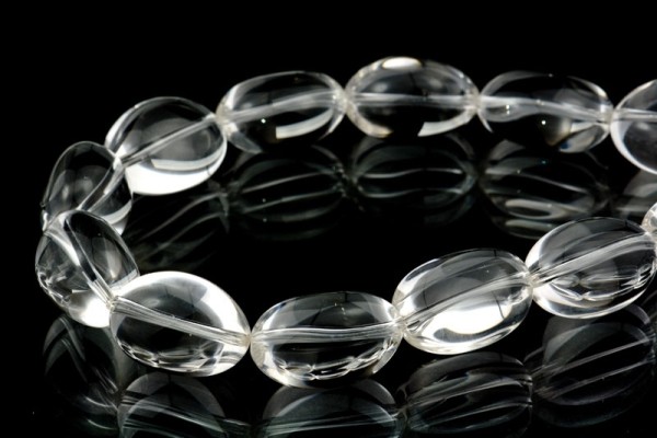 Rock crystal, necklace, clear, nuggets, smooth, 25 x 18 mm