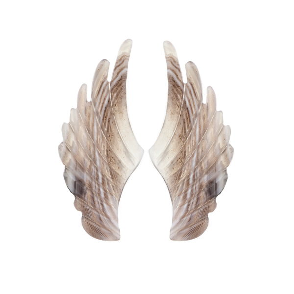 Botswana-Achat, grau-weiß, Flügel, 43 x 19