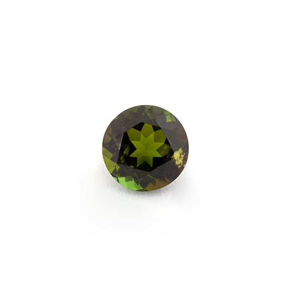 Tourmaline, dark green, faceted, round, 7 mm