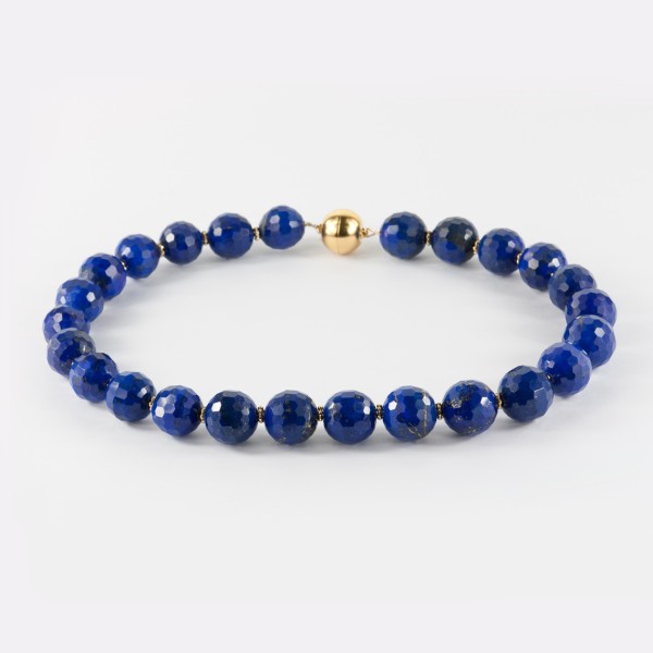 Necklace, lapis lazuli with pyrite, beads, 18 mm, length: ca. 49 cm