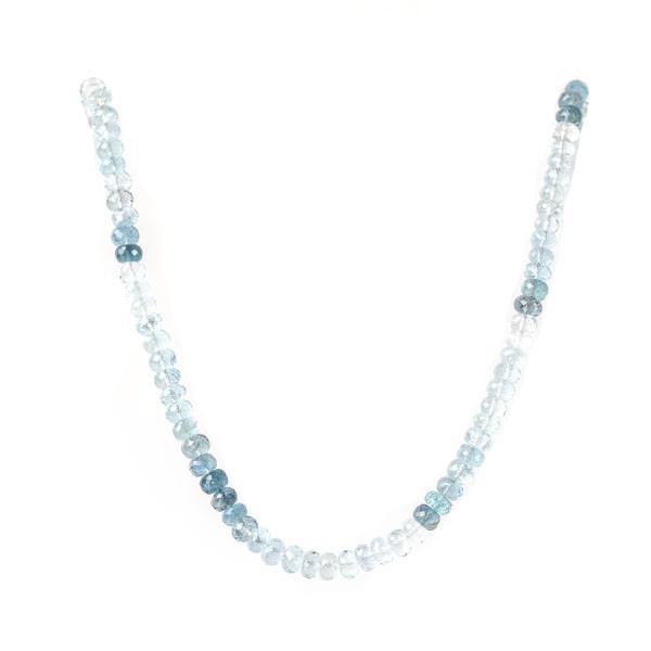Aquamarine, strand, blue, color gradient, rondelle bead, faceted, Ø 6-7 mm