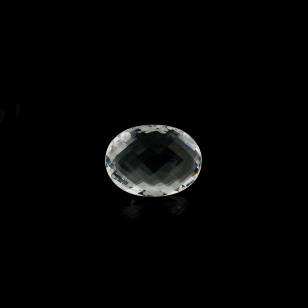 Rock crystal, transparent, colorless, faceted briolette, oval, 8 x 6 mm
