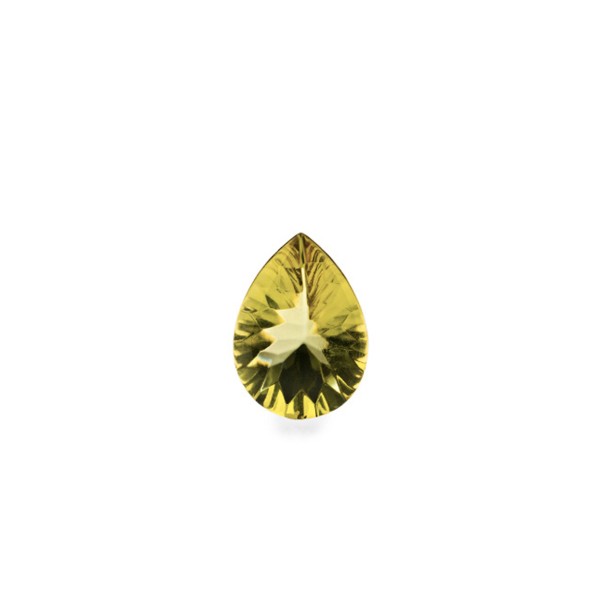 Natural amber, green, buff top, concave, pear shape, 8 x 6 mm
