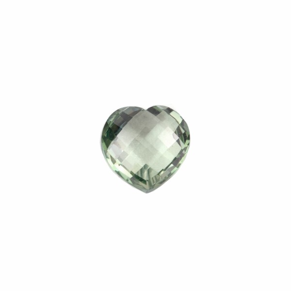 Topaz, emerald green, faceted briolette, heart shape, 8x8mm
