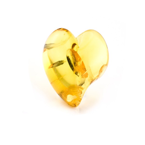 Natural amber, golden, lentil cut, smooth, curved heart shape, 22 x 20 mm