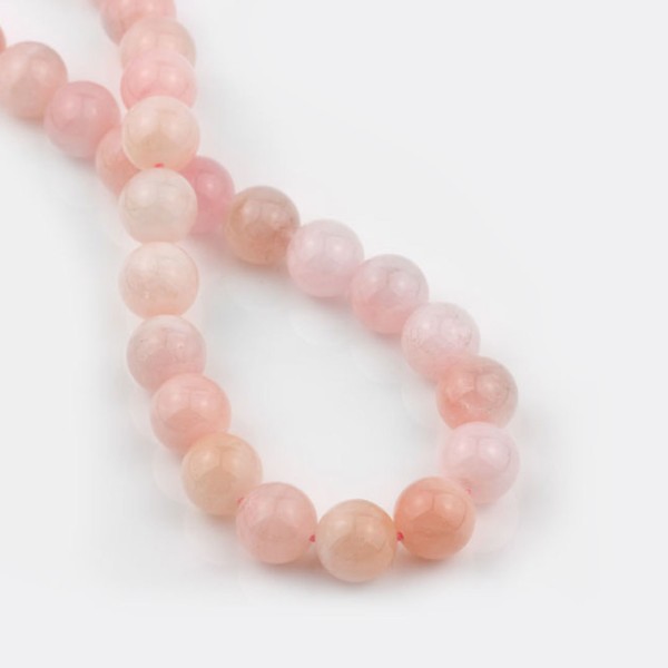 Morganite, strand, rose, beads, smooth, Ø 12 mm