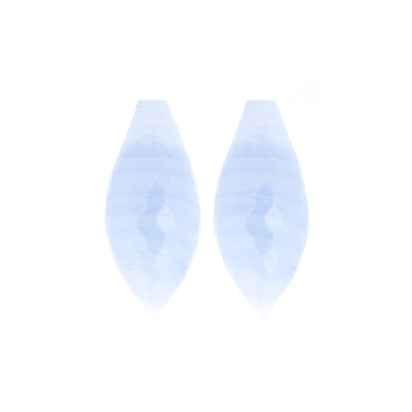 Streifenchalcedon, blau, Spitzpampel, facettiert, 26 x 10 mm