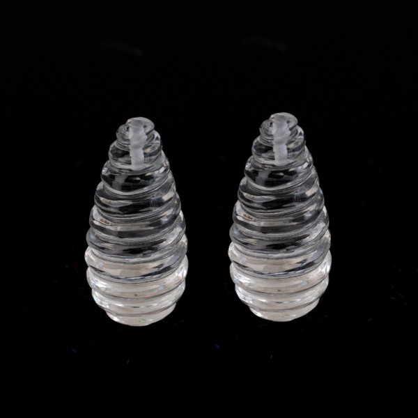 Rock crystal, transparent-colorless, teardrop, grooved, 24x10mm