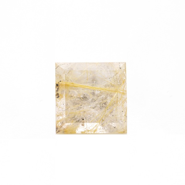 Rutilquarz, goldene Nadeln, carré, Spiegelschliff, 14x14 mm
