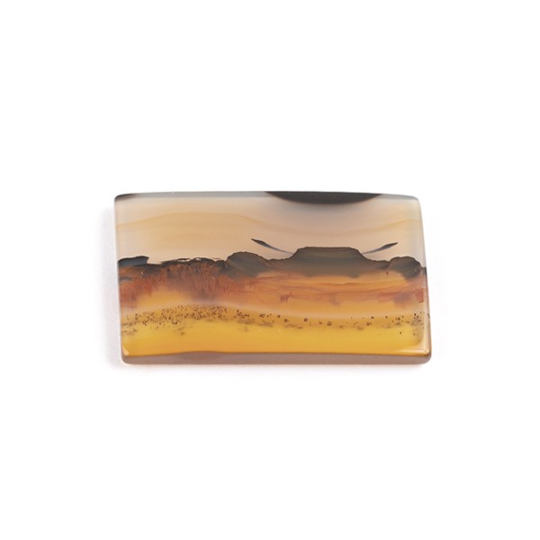 Landschafts-Achat, gefärbt, orange-braun, baguette, 26 x 16 mm