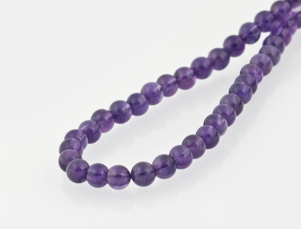 Amethyst (Africa), strand, dark purple, beads, smooth, AA quality, Ø 6 mm