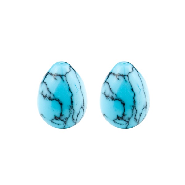 Turquoise (reconstructed), turquoise, teardrop, smooth, 17 x 13 mm