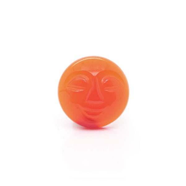 Carnelian, dyed, orange, moon face, round, 14mm