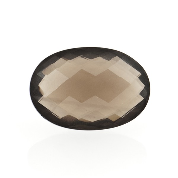 Smoky quartz, dark brown, faceted briolette, oval, 20 x 15 mm