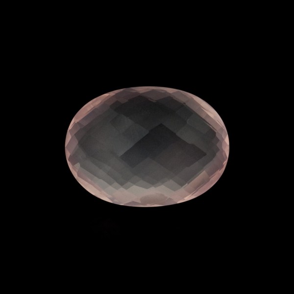 Rose quartz, pink, faceted briolette, oval, 14 x 12 mm