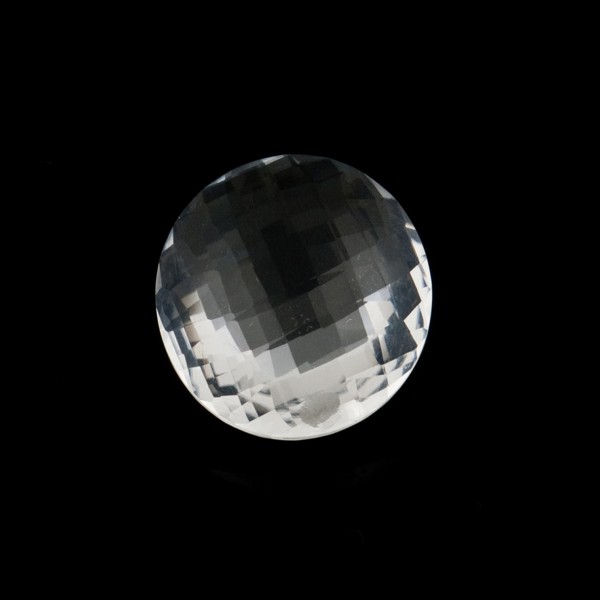 Rock crystal, transparent, colorless, faceted briolette, round, 12 mm