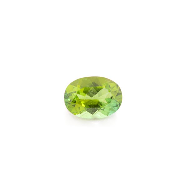 Tourmaline, green, faceted, oval, 7x5 mm