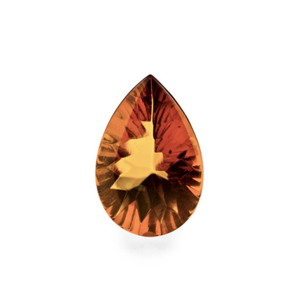Natural amber, cognac-colored, buff top, concave, pear shape, 14 x 10 mm