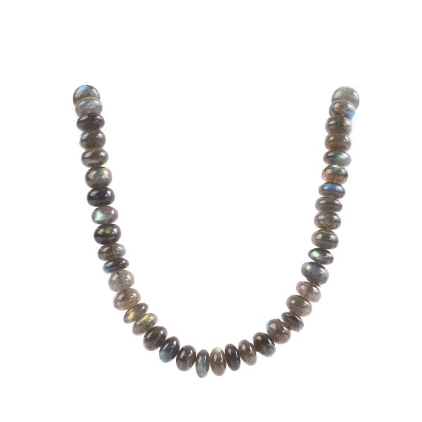 Labradorite, strand, grey, rondelle bead, smooth, Ø 12 mm