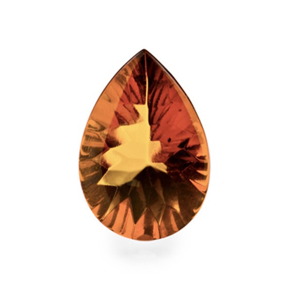 Natural amber, cognac-colored, buff top, concave, pear shape, 16 x 12 mm