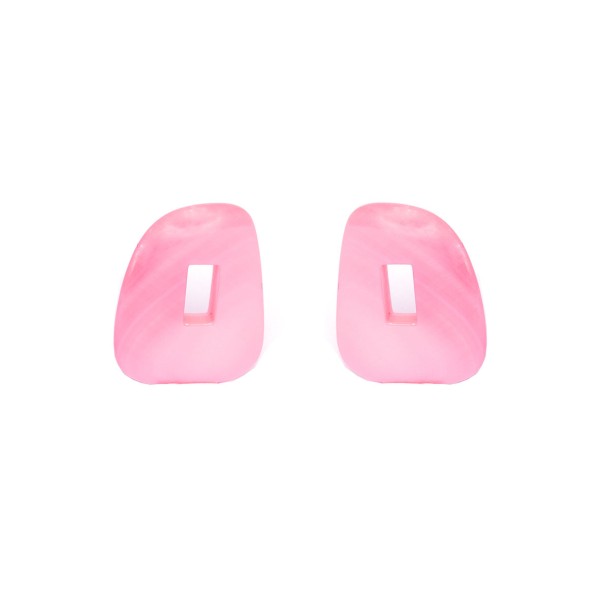Mother-of-pearl, pink, creole earrings, rectangle, 19x15x3mm