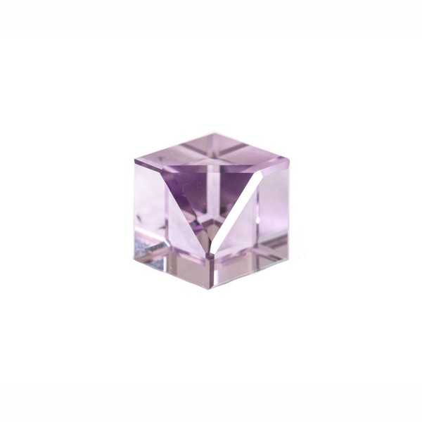 Amethyst, lavender, cube with drill edge, smooth, 10x10mm