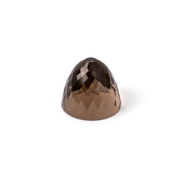Smoky quartz, brown, cone, faceted, round, 11 mm