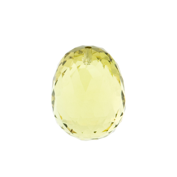 Lemon quartz, light lemon, olive shape, fancy faceted, 16.3x12.5 mm